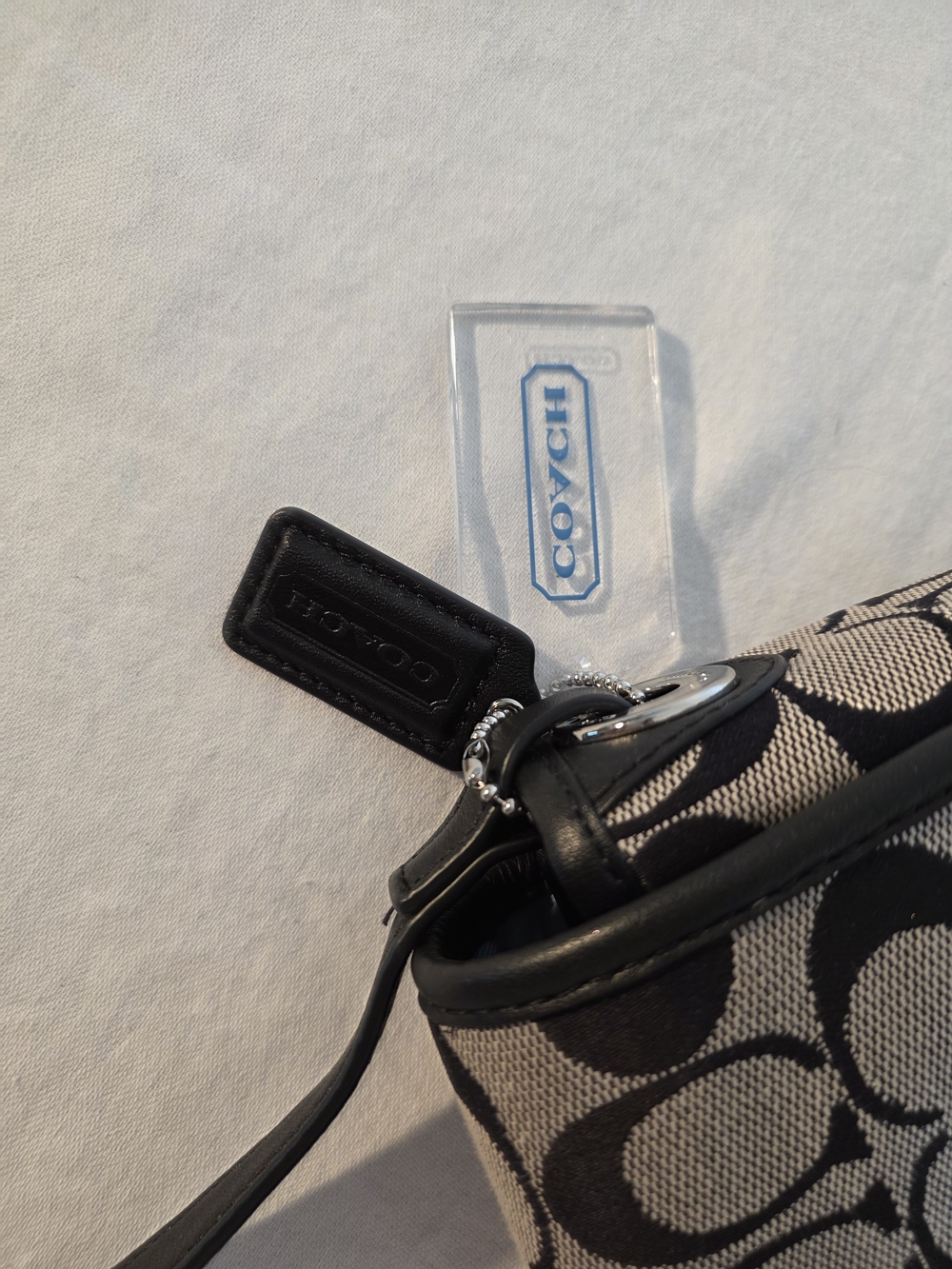 Coach Black and Grey Signature Shoulder Bag with Buckle Flap - Picture 4 of 8